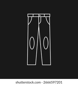Work Pants with Knee Pads Line Art Icon, Simple Tactical Trousers Outline, Minimalist Protective Workwear Symbol, Modern Vector Graphic for Gear and Apparel.