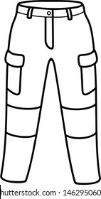 Work Pants. Vector Outline Icon Isolated On White Background.