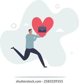 Work passion to motivate and inspire employee to achieve career success, love your job or happy and enjoy working dream job concept.flat character life .