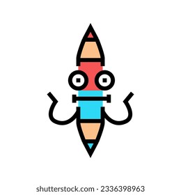 work pen character color icon vector. work pen character sign. isolated symbol illustration