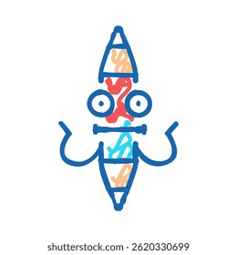 work pen character doodle icon sketch vector. work pen character sign. isolated symbol illustration