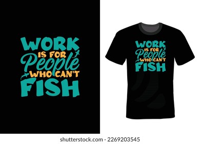 Diseño de camisetas de pesca, vintage, tipografía