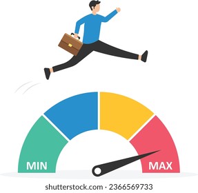 Work performance evaluation, Full efficiency or maximum productivity, Ambition or motivation to growth in business, Running at full speed, Rotate measure cogwheel gear

