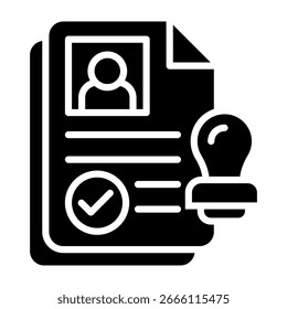 Work Permit Icon Glyph Style Vector Illustration