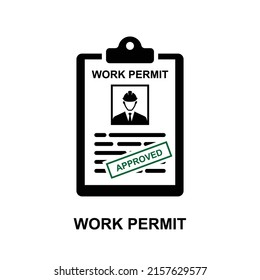 Work permit icon isolated on white background vector illustration.