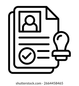 Work Permit Icon Line Style Vector Illustration
