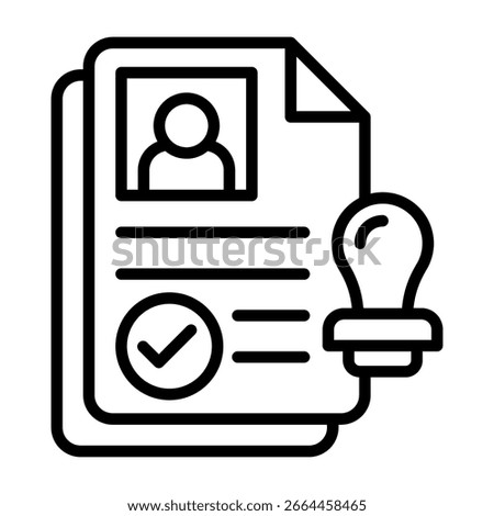 Work Permit Icon Line Style Vector Illustration