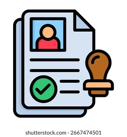 Arbeitsgenehmigung Symbol Lineare Farbstil Vektorgrafik