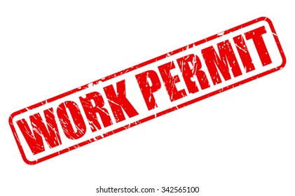 WORK PERMIT red stamp text on white
