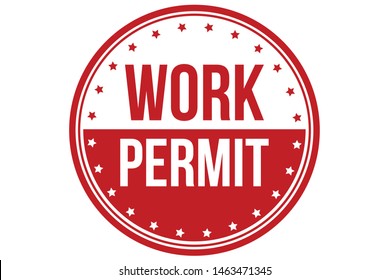 Work Permit Rubber Stamp. Work Permit Stamp Seal – Vector