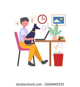 Work with pets as companions Vector Illustration