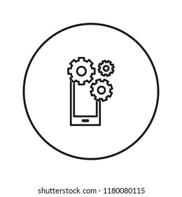 Work phone. Gear. Icon for web and mobile application. Vector illustration on a white background. Line