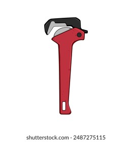 work pipe wrench cartoon. maintenance man, construction worker, faucet equipment work pipe wrench sign. isolated symbol vector illustration