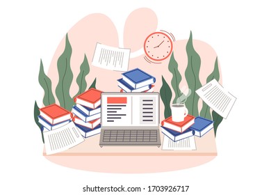 Work place chaos cartoon flat design vector illustration 