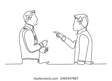 Work place concept. Single line draw design vector graphic illustration.