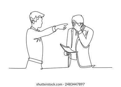 Work place concept. Single line draw design vector graphic illustration.