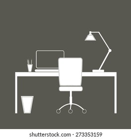  Work place. Desk and accessories. 