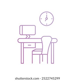 Arbeitsplatz-Symbol auf weißem Hintergrund, Vektorgrafik