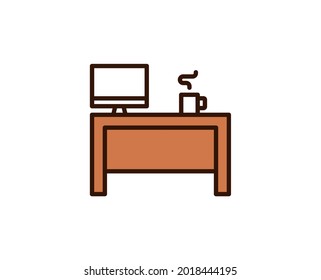 Work place line icon. Vector symbol in trendy flat style on white background. Office sing for design.