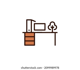 Work place line icon. Vector symbol in trendy flat style on white background. Office sing for design.