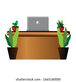 Ilustración de icono del vector de oficina de trabajo