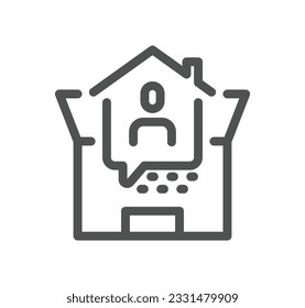 Esquema de icono relacionado con el lugar de trabajo y vector lineal.