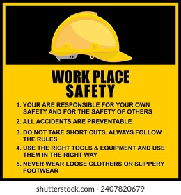 Work Place safety, poster and banner vector
