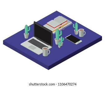 work place scene isometric icons