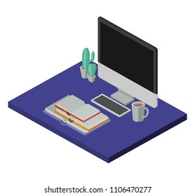 work place scene isometric icons
