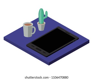 work place scene isometric icons