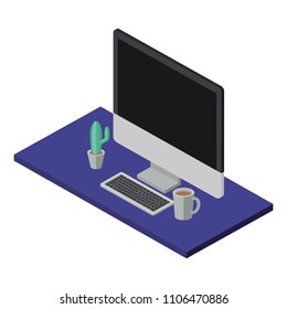 work place scene isometric icons