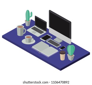 work place scene isometric icons