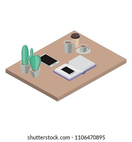 work place scene isometric icons