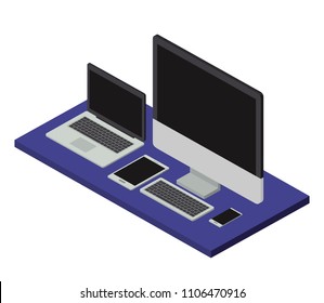 work place scene isometric icons