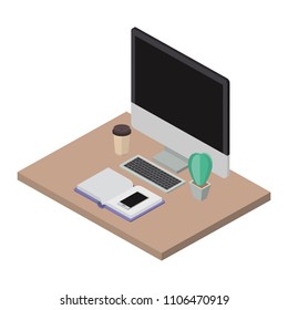 work place scene isometric icons