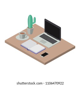 work place scene isometric icons