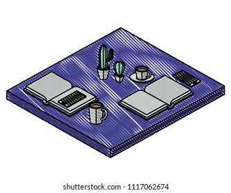 work place scene isometric icons