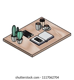 work place scene isometric icons