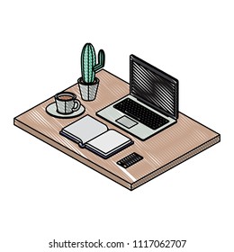 work place scene isometric icons