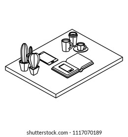 work place scene isometric icons