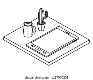 work place scene isometric icons
