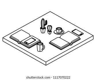 work place scene isometric icons