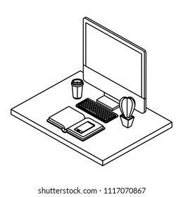 work place scene isometric icons