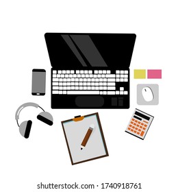 Work place -top view flat design 