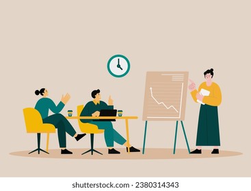 Work place web. Online meeting, office chair, table, remote work, homework, collection. Vector illustration.