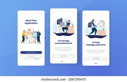 Work plan or time management illustration on onboard screen template