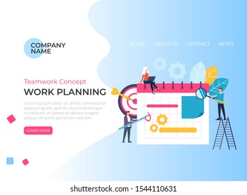 Work planning banner poster concept. Vector flat graphic design illustration