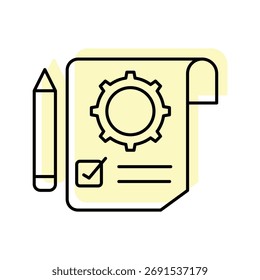 Work Planning color shadow thinline icon , vector, pixel perfect, illustrator file 