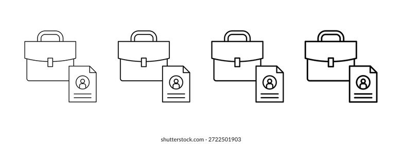 Work Portfolio Icons Vector Set In Different Stroke Line Style