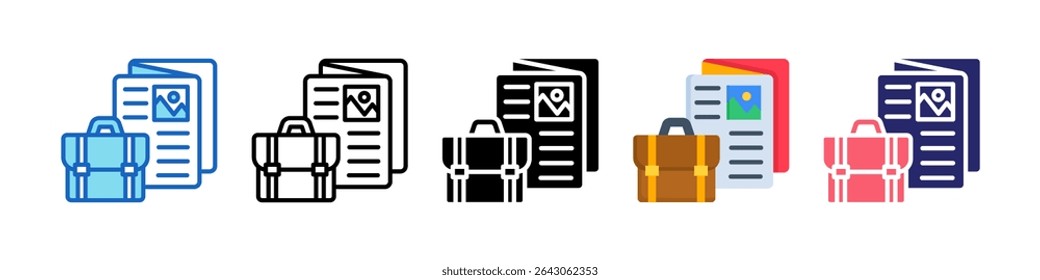 Work Portfolio Multiple Style Icon Set Collection.